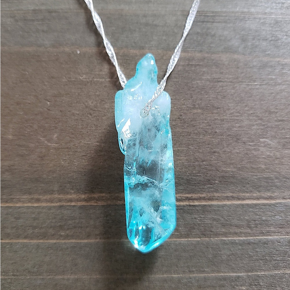 Crystal blue quartz necklace